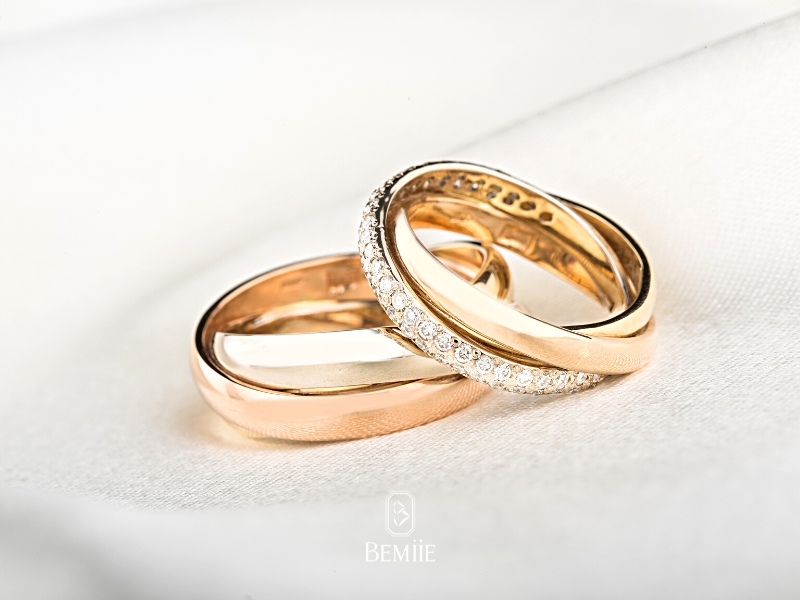 Nhẫn cưới kim cương vàng tây Bemiie Jewelry