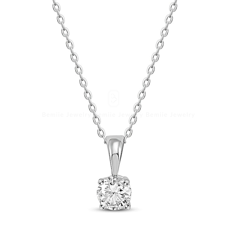 Mặt Dây Chuyền Kim Cương Moissanite Round Solitaire PBJWHRS5.4SO