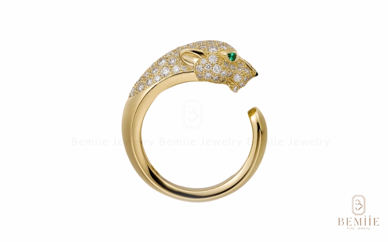 Mẫu nhẫn nam báo gấm Leopard hoang dã được chạm khắc tỉ mỉ